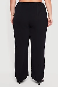 Plus Crepe Knit High Waist Straight Leg Pants