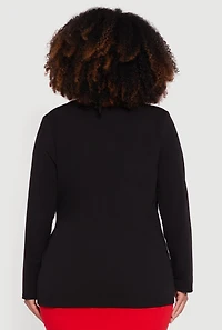 Plus Crepe Knit Belted Blazer