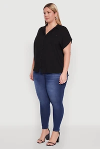 Womens Plus Button Front Shirt,