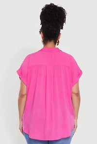 Womens Plus Button Front Shirt, 3X