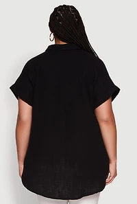 Plus Short Sleeve Rolled Cuff Shirt