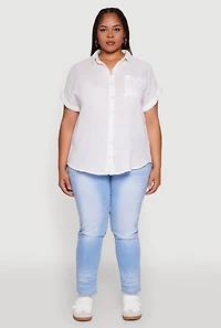 Plus Short Sleeve Rolled Cuff Shirt