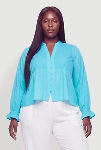 Plus Eyelet Detail Blouson Sleeve Blouse