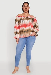 Plus Tie Dye Off the Shoulder Blouse