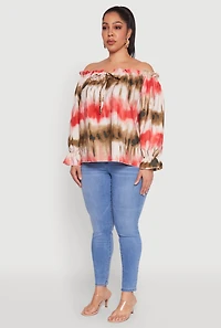 Plus Tie Dye Off the Shoulder Blouse