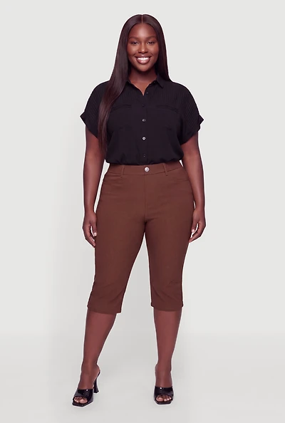 Plus Pleated Detail Button Front Shirt