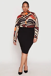 Plus Abstract Print High Low Shirt