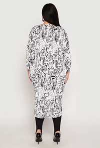 Plus Abstract Print High Low Blouse