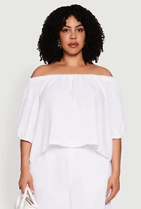 Plus Crepe Knit Off The Shoulder Blouse
