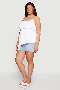 Plus Gauze Knit Asymmetrical Bubble Hem Cami