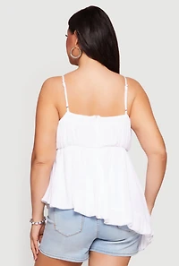 Plus Gauze Knit Asymmetrical Bubble Hem Cami