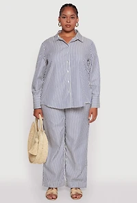 Womens Plus Size Striped High Waisted Palazzo Pants, Multi, Size 2X
