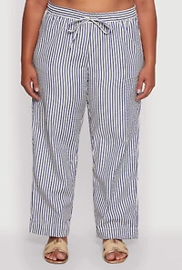 Womens Plus Size Striped High Waisted Palazzo Pants, Multi, Size 1X