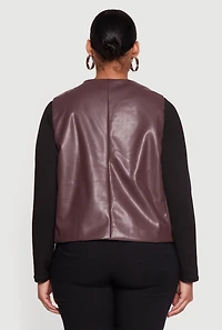 Plus Faux Leather Button Front Vest