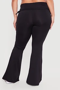 Plus Drawstring Fold Over Waist Flare Leg Pants