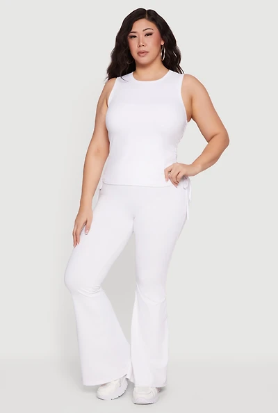 Plus Stretchy High Waisted Flare Leg Pants