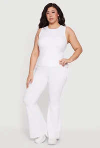 Plus Stretchy High Waisted Flare Leg Pants