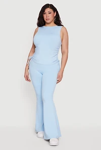 Plus Stretchy High Waisted Flare Leg Pants