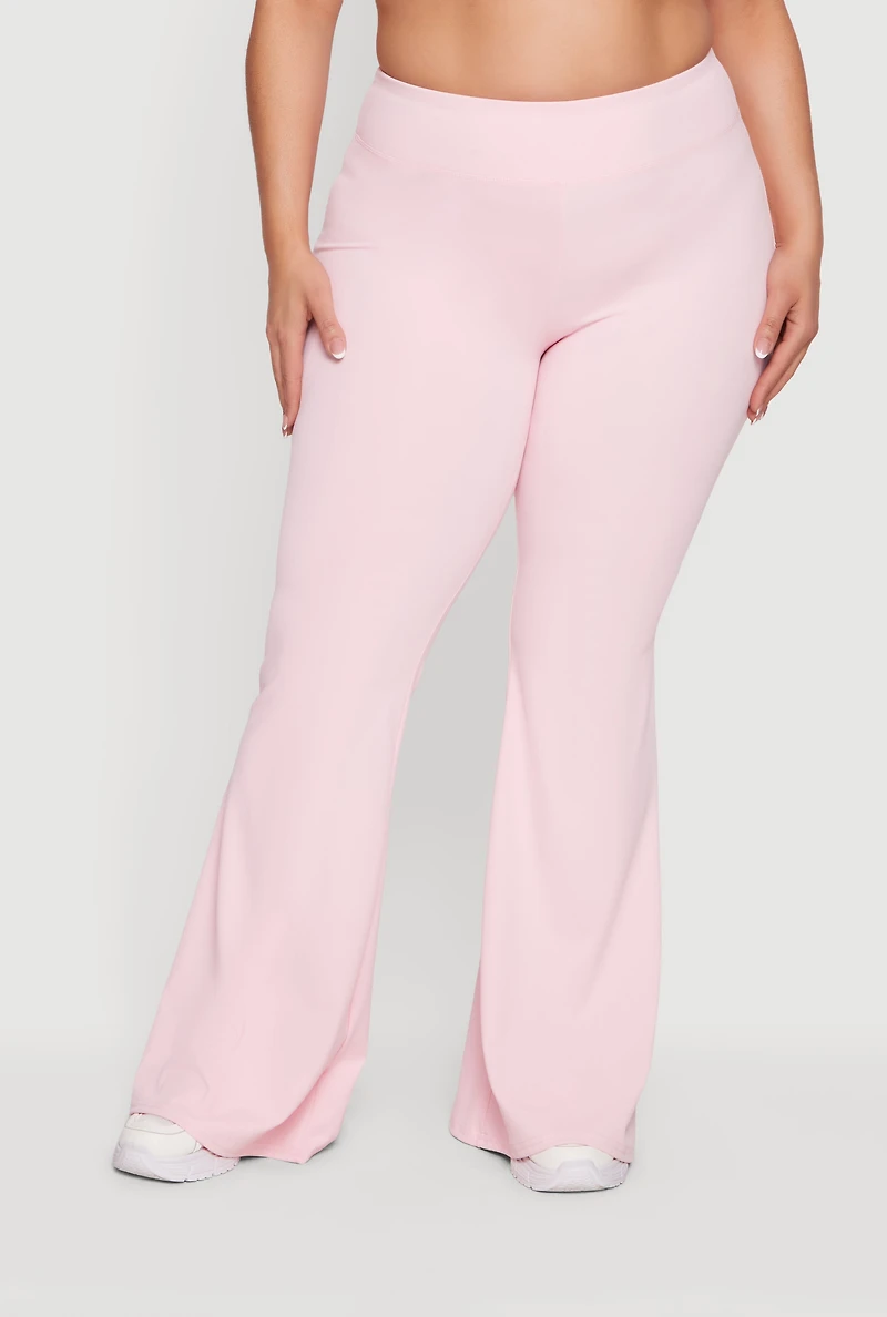 Plus Stretchy High Waisted Flare Leg Pants