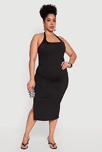 Plus High Waisted Soft Knit Midi Skirt