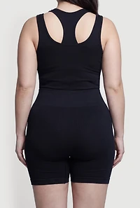 Plus High Waisted Ribbed Knit Seamless Bike Shorts