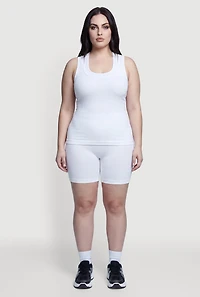 Plus High Waisted Ribbed Knit Seamless Bike Shorts