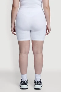 Plus High Waisted Ribbed Knit Seamless Bike Shorts