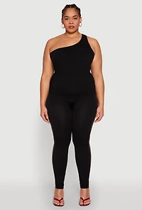 Plus Laser Cut Side One Shoulder Top