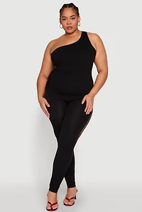 Plus Laser Cut Side One Shoulder Top