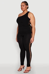 Plus Laser Cut Side One Shoulder Top