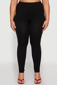 Womens Plus Laser Cut Side Leggings,