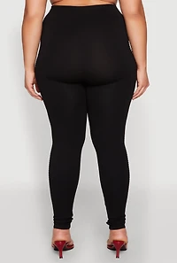 Womens Plus Size Laser Cut Side Leggings, Black, Size 1X-2X