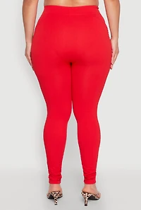 Womens Plus Size Laser Cut Side Leggings, Red, Size 2X-3X