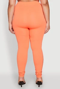Womens Plus Size Laser Cut Side Leggings, Orange, Size 1X-2X