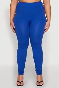 Womens Plus Laser Cut Side Leggings, 1X-2X