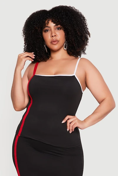 Plus Contrast Trim Shelf Bra Cami