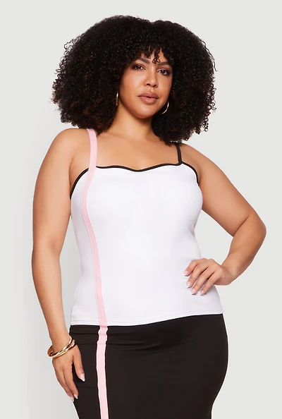 Plus Contrast Trim Shelf Bra Cami