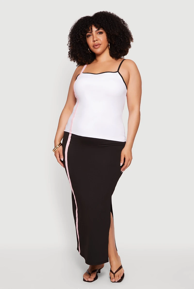 Plus Contrast Trim Shelf Bra Cami