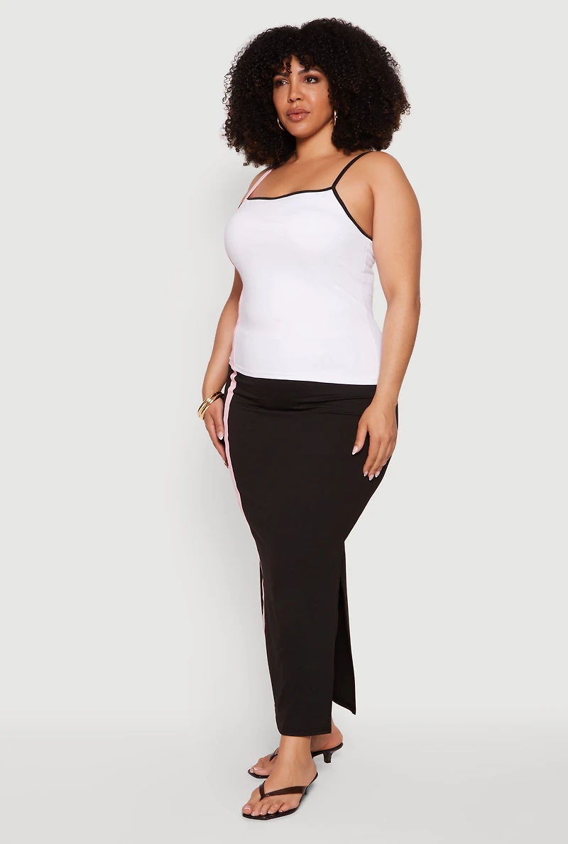 Plus Contrast Trim Shelf Bra Cami