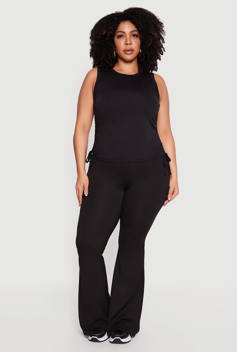 Plus Side Ruched Crew Neck Tank Top