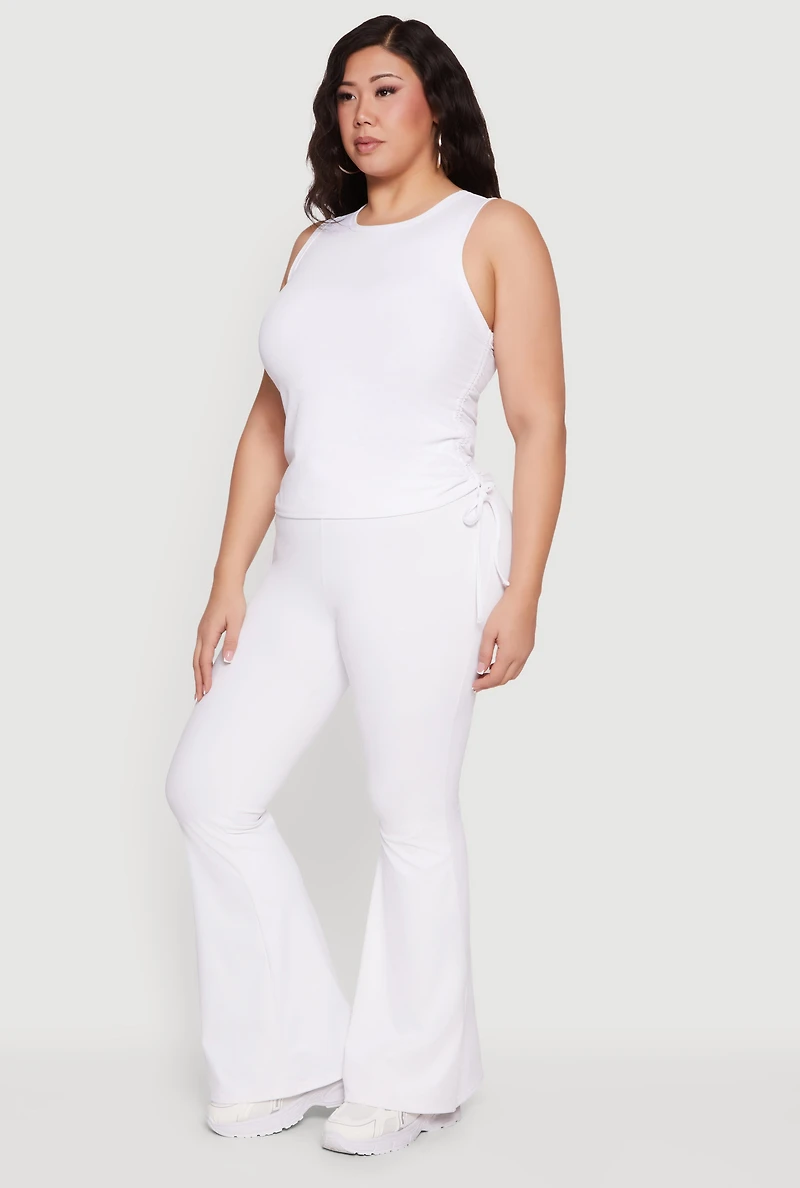 Plus Side Ruched Crew Neck Tank Top