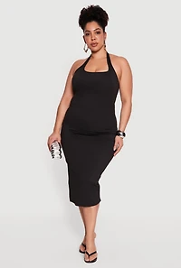 Plus Shelf Bra Soft Knit Halter Top