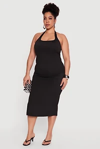 Plus Shelf Bra Soft Knit Halter Top