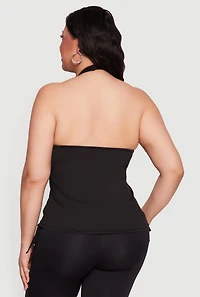 Plus Shelf Bra Soft Knit Halter Top