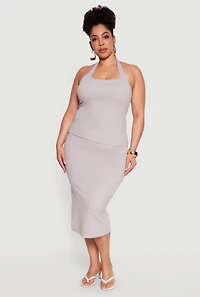 Plus Shelf Bra Soft Knit Halter Top