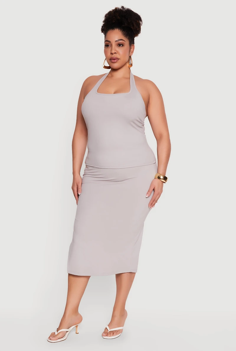 Plus Shelf Bra Soft Knit Halter Top