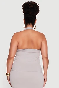 Plus Shelf Bra Soft Knit Halter Top