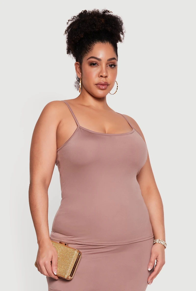 Plus Scoop Neck Cami with Shelf Bra