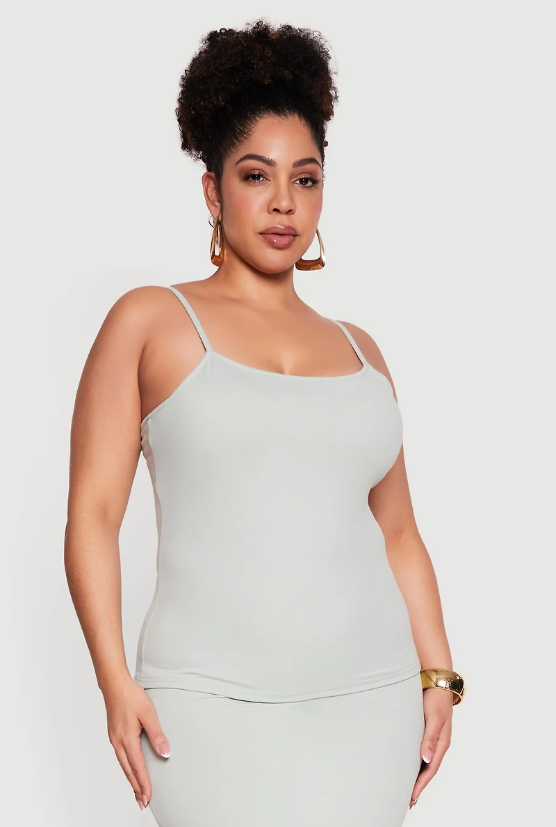 Plus Scoop Neck Cami with Shelf Bra