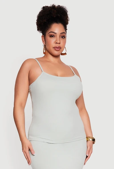 Plus Scoop Neck Cami with Shelf Bra